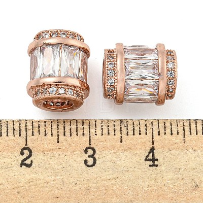 Rack Plating Brass Micro Pave Cubic Zirconia European Beads KK-F089-31RG-08-1