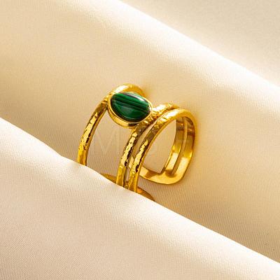 Teardrop Natural Malachite Finger Rings QT3031-6-1