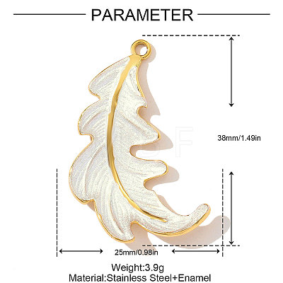 304 Stainless Steel Enamel Pendants STAS-OY003-05G-1