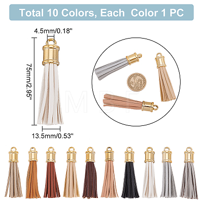   10Pcs 10 Colors Imitation Leather Big Tassel Pendants FIND-PH0008-25-1