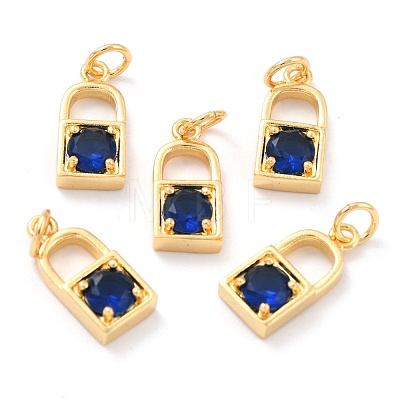 Real 18K Gold Plated Brass Micro Pave Cubic Zirconia Charms ZIRC-L100-080G-1