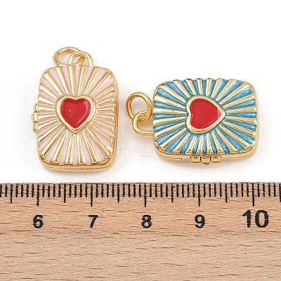 Brass Enamel Locket Pendants KK-P335-04G-1