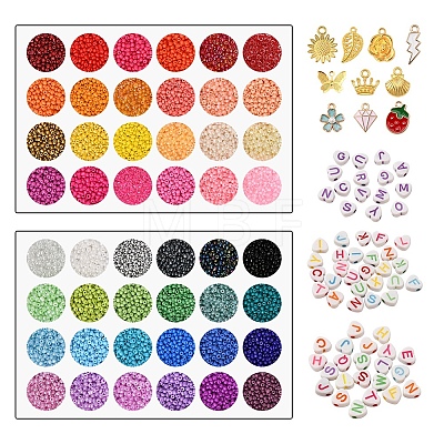 DIY Letter & Seed Beads Jewelry Set Making Kit DIY-YW0005-44-A-1