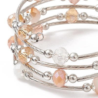Glass Beads Five Loops Wrap Bracelets BJEW-JB09056-05-1