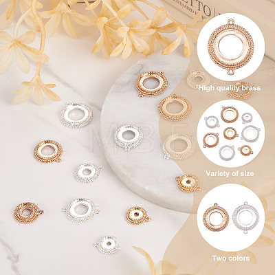 14pcs 14 style Brass Pendant Cabochon Settings & Cabochon Connector Settings FIND-BY0001-13-1