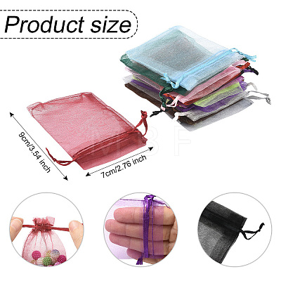 100Pcs Rectangle Organza Drawstring Bags CON-YW0001-87-1