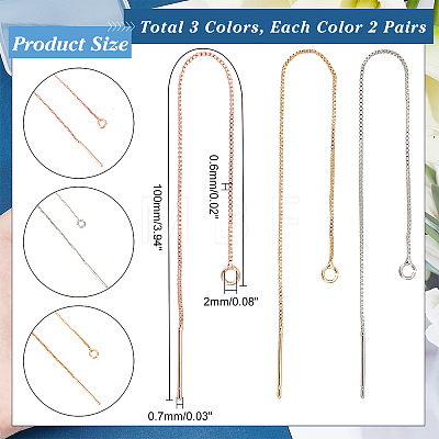 6 Pairs 3 Colors Rack Plating Brass Stud Earring Findings KK-AR0002-39-1