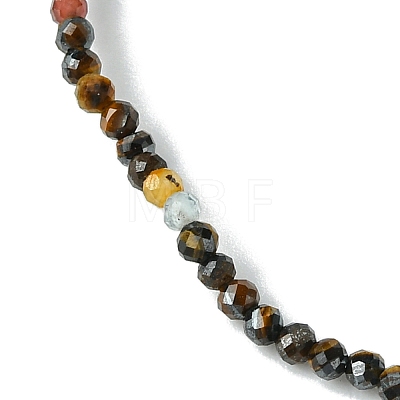 2mm Natural Tiger Eye Faceted Round Beaded Stretch Bracelets for Women BJEW-JB10843-04-1