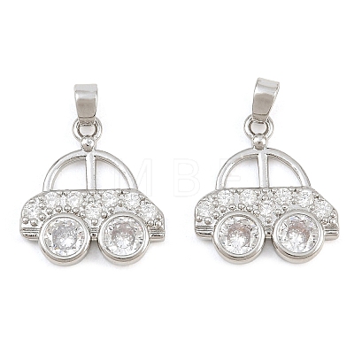 Brass Micro Pave Clear Cubic Zirconia Pendants CU-CBABDE1-12P-1