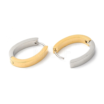Two Tone Brass Oval Hoop Earrings EJEW-P228-01-1
