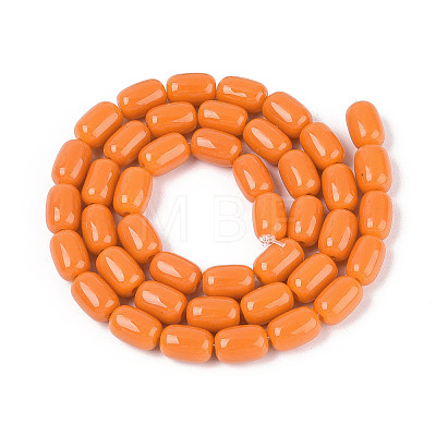 Opaque Solid Color Glass Beads Strands GLAA-N058-6x9mm-B01-1