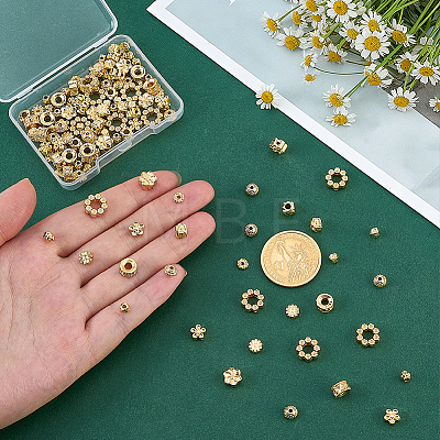 120Pcs 10 Styles Rack Plating Alloy Bead FIND-PH0038-12-1