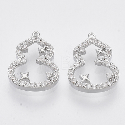 Brass Micro Pave Clear Cubic Zirconia Charms KK-T054-20P-NF-1