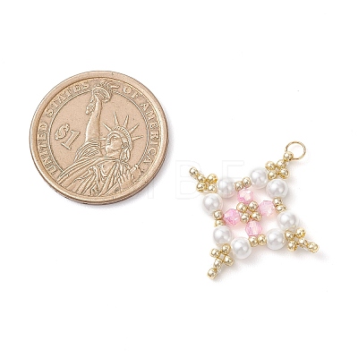 Glass Seed Beaded Star Pendants PALLOY-MZ01165-01-1