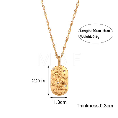 316L Surgical Stainless Steel Micro Pave Clear Cubic Zirconia Oval with Embossed Constellation Pendant Necklaces for Women Men WG0B2D7-01-1