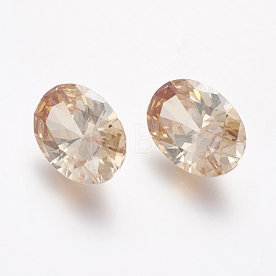 Electroplated Cubic Zirconia Pointed Back Cabochons ZIRC-I024-07-1