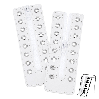 PU Leather Lace-in Boot Zipper Inserts DIY-WH0750-404B-1