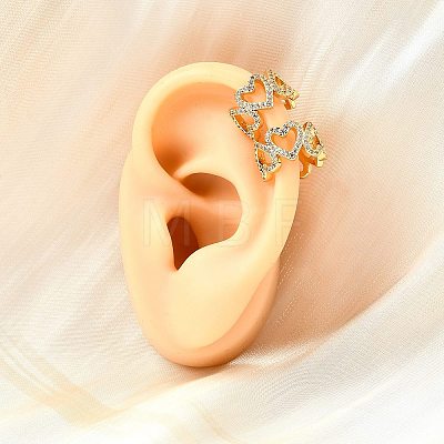Brass Micro Pave Clear Cubic Zirconia Cuff Earrings EJEW-F370-31G-1