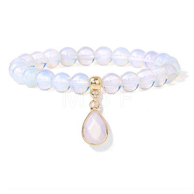 Synthetic Opalite Beaded Stretch Bracelets PW-WGB60EB-05-1