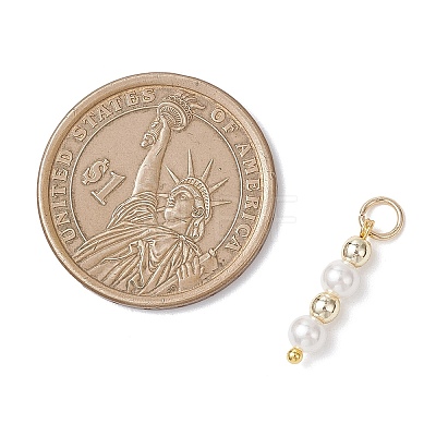 Shell Pearl with Synthetic Non-magnetic Hematite Round Bead Pendants PALLOY-JF04715-1