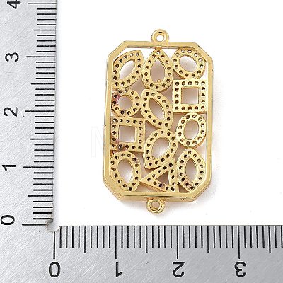 Rack Plating Brass Micro Pave Clear Cubic Zirconia Rectangle Connector Charms KK-A234-035G-02-1