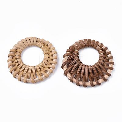 Handmade Reed Cane/Rattan Woven Linking Rings WOVE-Q075-01-1