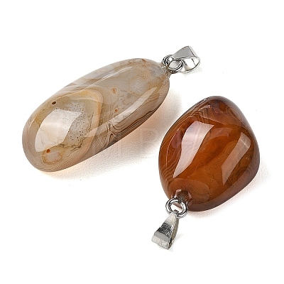 Natural Banded Agate Tumbled Stone Pendants GG-K002-06D-1