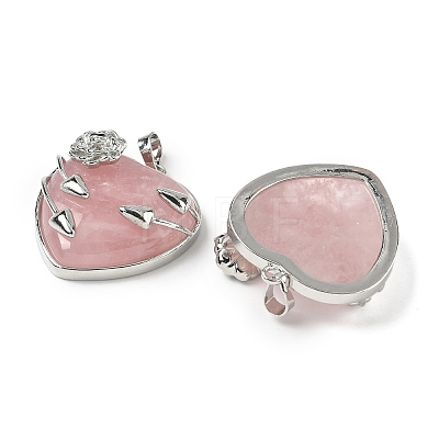Natural Rose Quartz Heart Pendants G-S391-01P-G-1