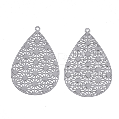 430 Stainless Steel Filigree Pendants STAS-S108-25A-01-1