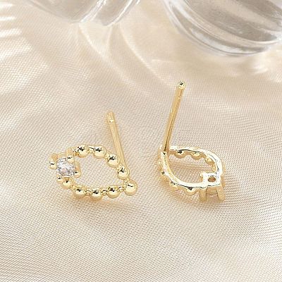 Brass Glass Stud Earrings EJEW-Q014-22G-1