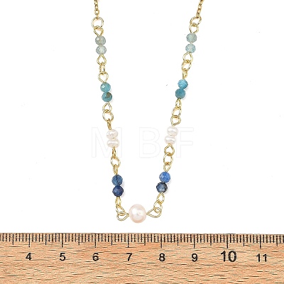 304 Stainless Steel with Natural Mixed Gemstone Pendant Necklaces NJEW-JN06653-02-1