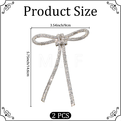2pcs Bowknot Iron Rhinestone Brooches JEWB-CP0001-63-1