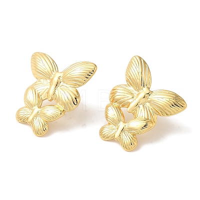 Rack Plating Butterfly Brass Stud Earrings EJEW-B062-36G-1