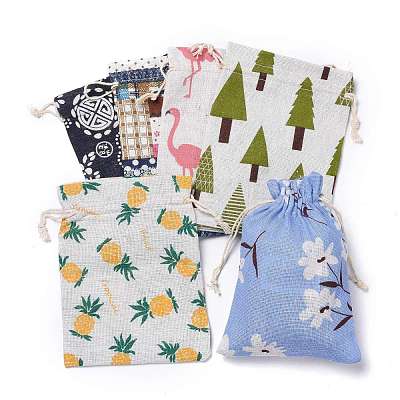 Polycotton(Polyester Cotton) Packing Pouches Drawstring Bags ABAG-T007-02-1