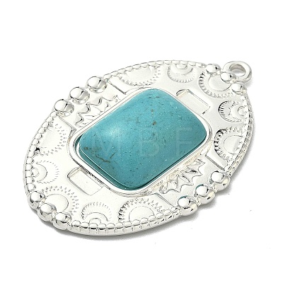 304 Stainless Steel with Dyed Synthetic Turquoise Pendants STAS-G374-05S-08-1