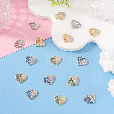 16Pcs 2 Colors Rack Plating Alloy Micro Pave Rhinestone Pendants FIND-TA0010-15-1