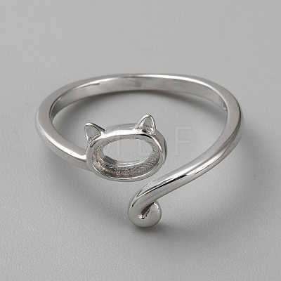 Anti-Tarnish  1Pc Rhodium Plated 925 Sterling Silver Open Cuff Ring Findings FIND-NB0004-89-1