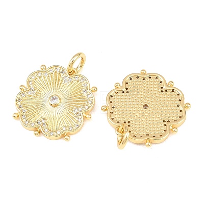 Brass Micro Pave Cubic Zirconia Pendants KK-C162-062G-01-1