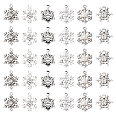 36Pcs 6 Styles Alloy Rhinestone Pendants FIND-TA0010-05-1