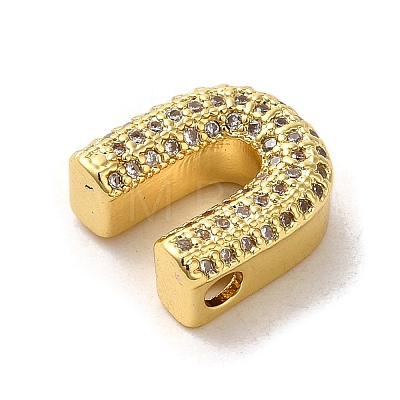 Brass Micro Pave Clear Cubic Zirconia Charms ZIRC-C009-01G-U-1