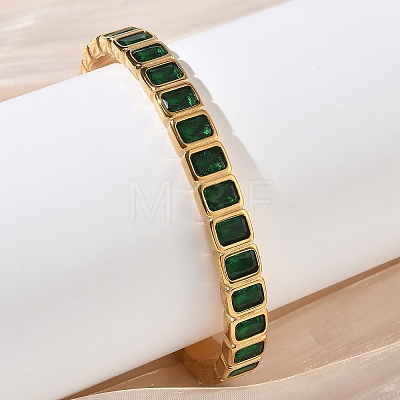 304 Stainless Steel & Cubic Zirconia Cuff Bangles for Women BJEW-T031-01C-1