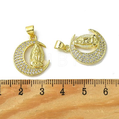 Brass Micro Pave Clear Cubic Zirconia Pendants KK-H472-40G-1