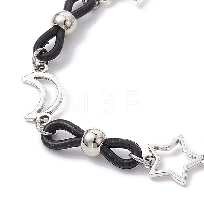 Alloy & Silicone Link Chain Bracelets BJEW-JB09984-02-1