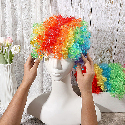 6Pcs 6 Styles Afro Wig Cap for Halloween DIY-WR0005-37-1