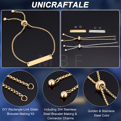 Unicraftale DIY Rectangle Link Slider Bracelet Making Kit STAS-UN0039-29-1