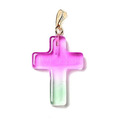 Two Tone Transparent Glass Pendants GLAA-A004-02A-1