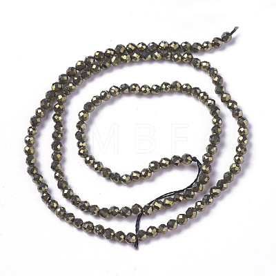 Natural Pyrite Beads Strands G-F596-38-3mm-1
