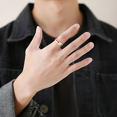 Rainbow Color Pride Flag Enamel Heart Finger Ring RABO-PW0001-035C-P-1