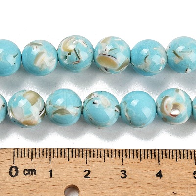 Assembled Synthetic Stone and Trochus Shell Beads Strands G-B128-08D-06-1