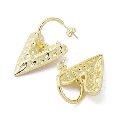 Heart Brass Dangle Stud Earrings EJEW-M244-06G-1